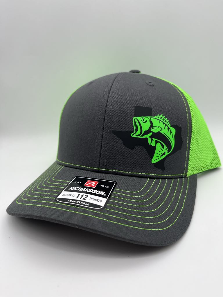 Large Mouth Bass Fishing Snap Back Adjustable Hat with Multiple Hat Options