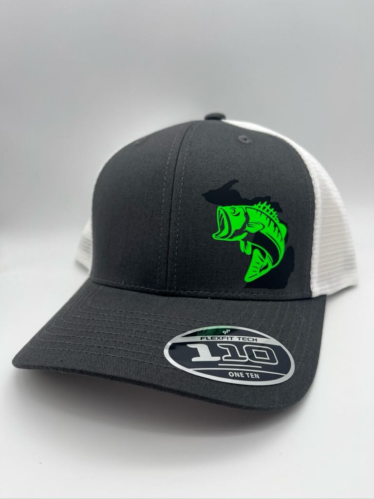 Large Mouth Bass Fishing Snap Back Adjustable Hat with Multiple Hat Options