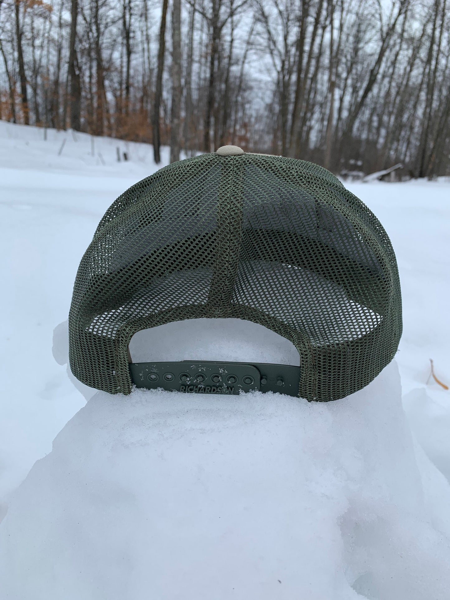 ANY STATE Waterfowl/Walleye/Buck Richardson Snapback Adjustable Hat in Pale/Khaki and Loden Mesh Color Deer-Ducks