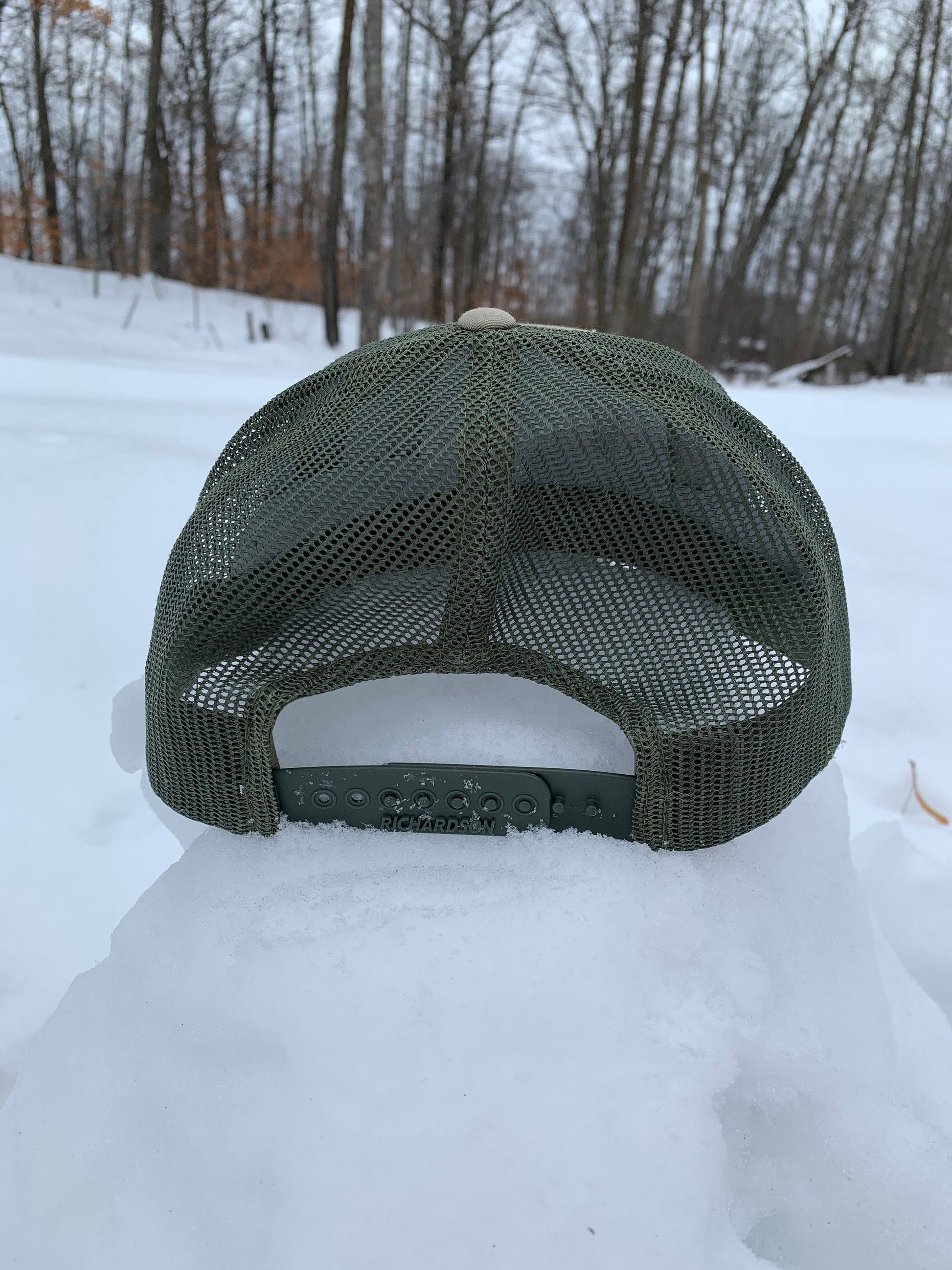 ANY STATE Waterfowl/Walleye/Buck Richardson Snapback Adjustable Hat in Pale/Khaki and Loden Mesh Color Deer-Ducks
