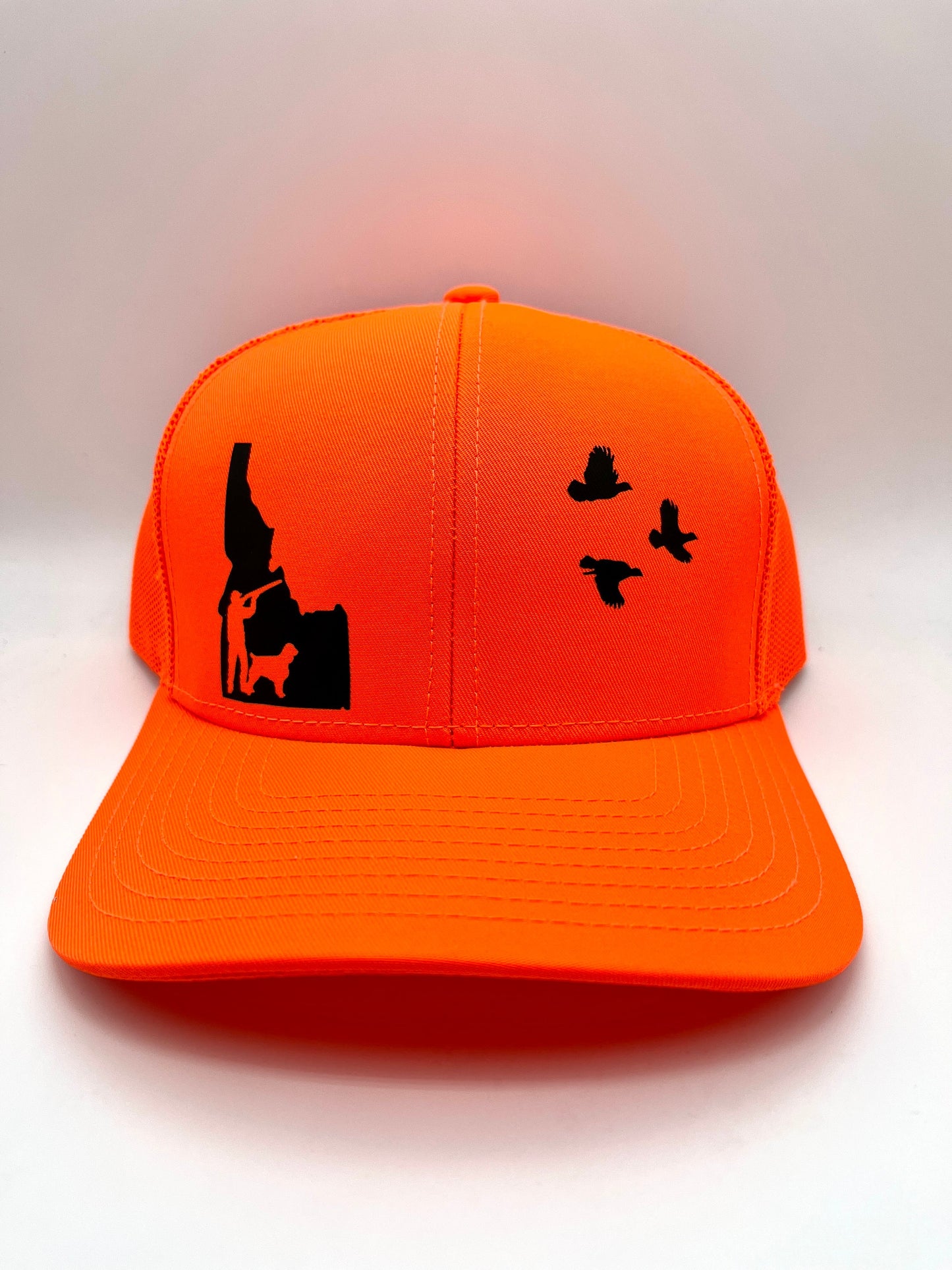 Any State Chukar Hunter with Dog Charcoal/Neon Orange or Charcoal/Neon Pink Snap Back Hat or Charcoal/Neon Yellow or Full Blaze Orange