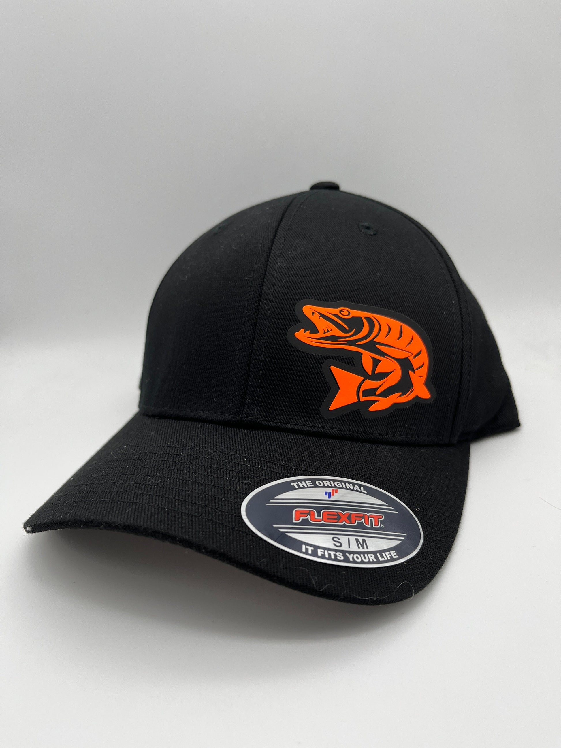 Musky Fishing Black Flexfit Fitted Hat in 3 sizes| Muskie | Fish |