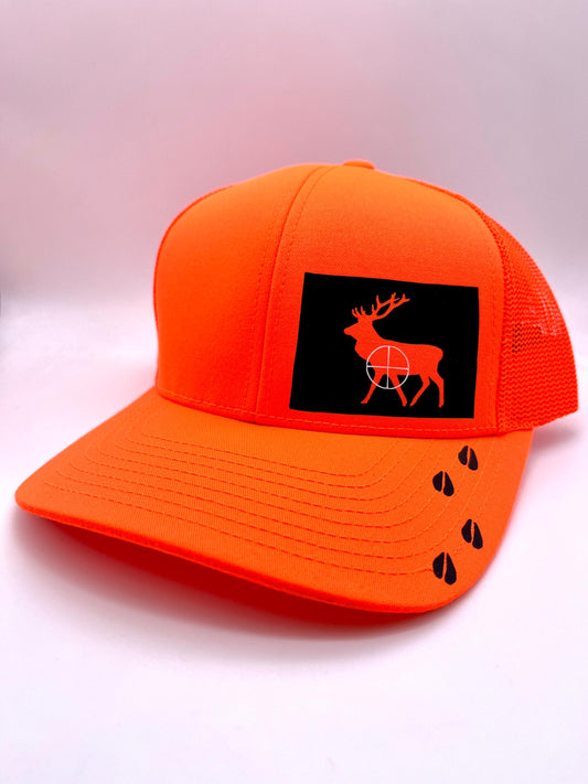 Any State Elk Hunting SnapBack Adjustable Hat | Blaze Orange | Charcoal/Neon Orange |