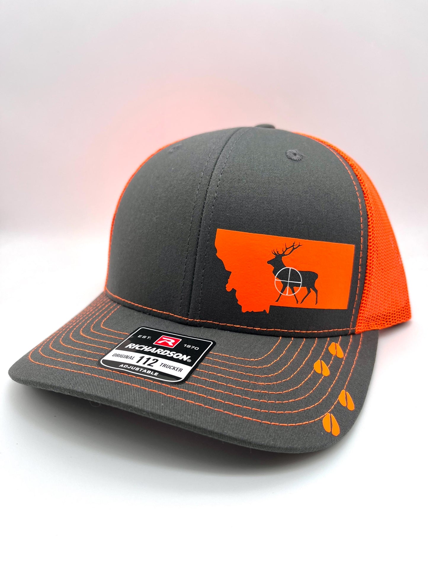 Any State Elk Hunting SnapBack Adjustable Hat | Blaze Orange | Charcoal/Neon Orange |