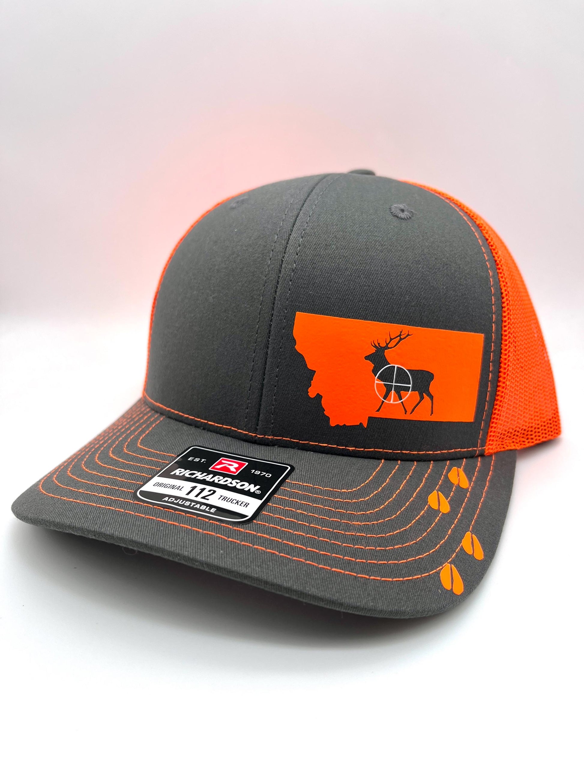Any State Elk Hunting SnapBack Adjustable Hat | Blaze Orange | Charcoal/Neon Orange |