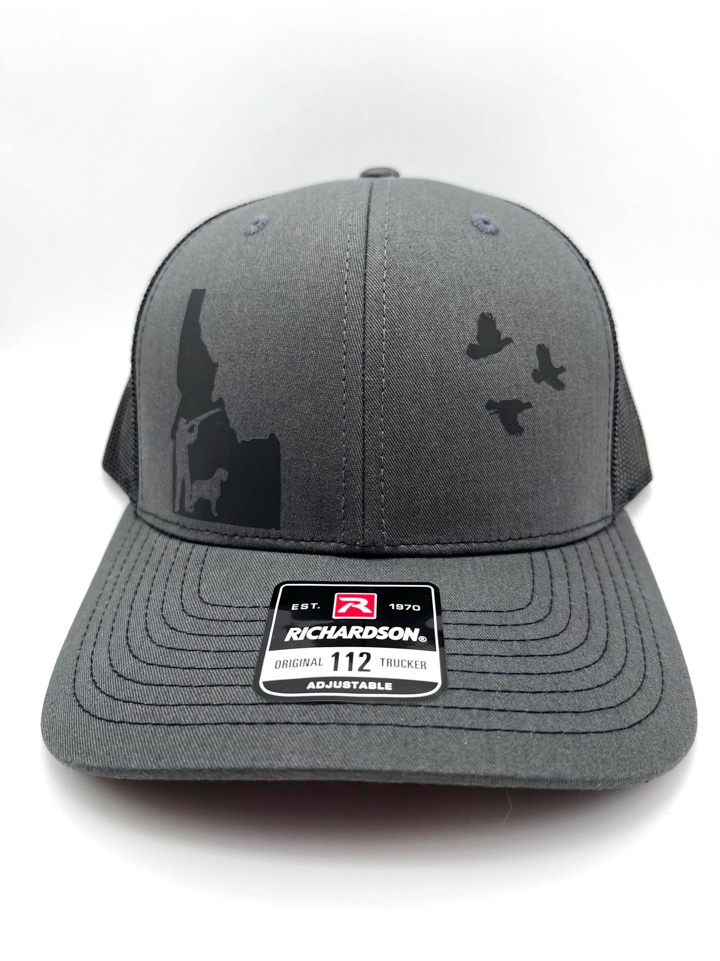 Any State Chukar Hunter with Dog Charcoal/Neon Orange or Charcoal/Neon Pink Snap Back Hat or Charcoal/Neon Yellow or Full Blaze Orange