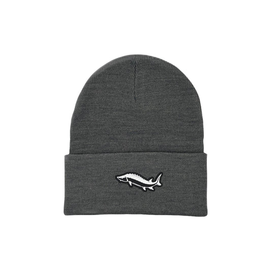 Sturgeon Dark Gray Winter Cuffed Knit Hat | Fish | Fishing | Beanie |