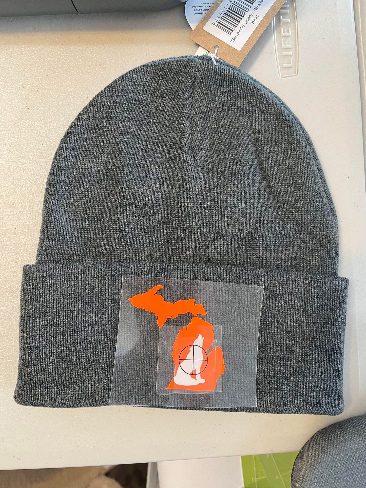 Any State Coyote Hunting Winter Knit Cuffed Dark Gray Hat | Beanie |