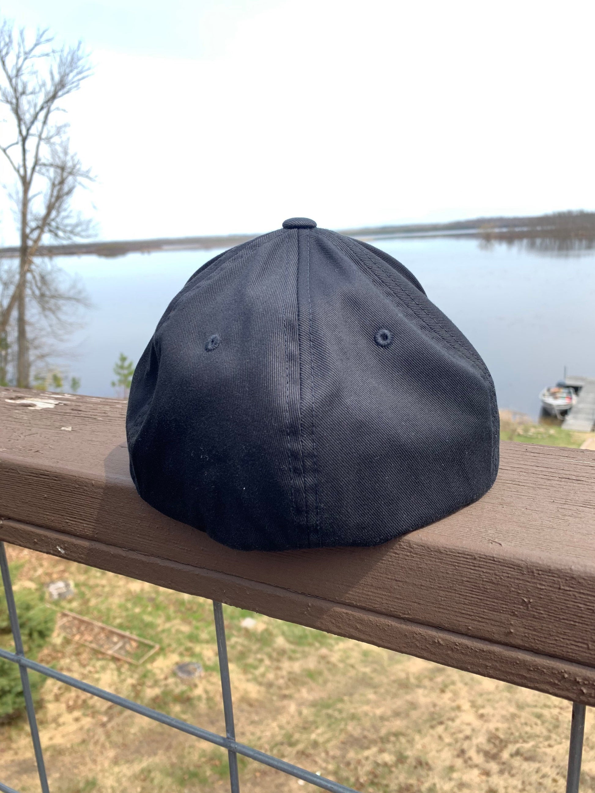 ANY STATE Summer Fishing Black Flexfit Fitted Hat in Multiple Sizes
