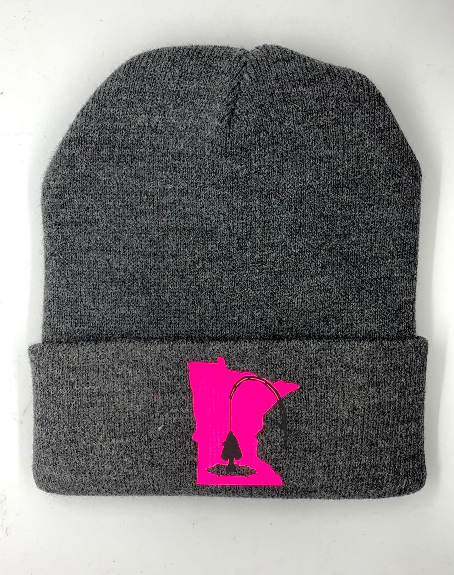 Minnesota ICE FISHING Dark Gray Winter Knit Cuffed Hat