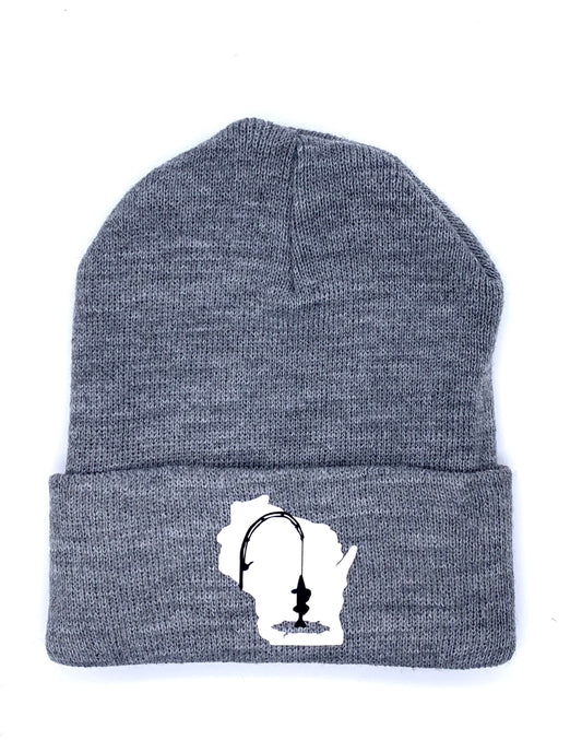 Wisconsin ICE FISHING Winter Medium Gray Knit Hat