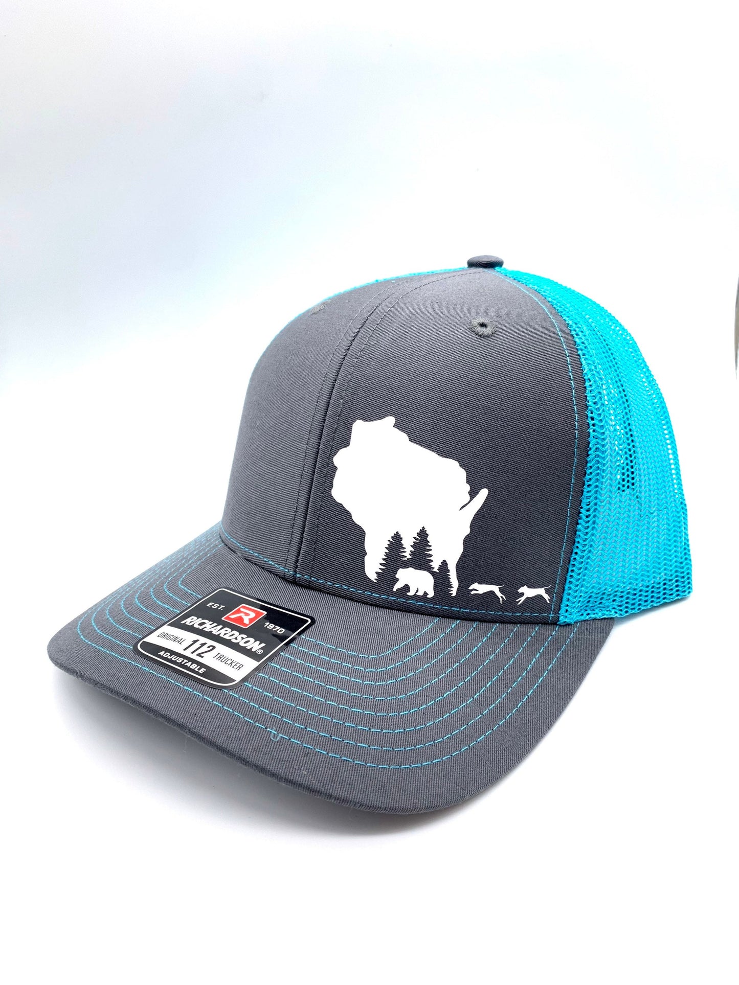 ANY STATE Bear Hunting With Hounds Charcoal/Neon (Multiple Colors) Snap back Hat