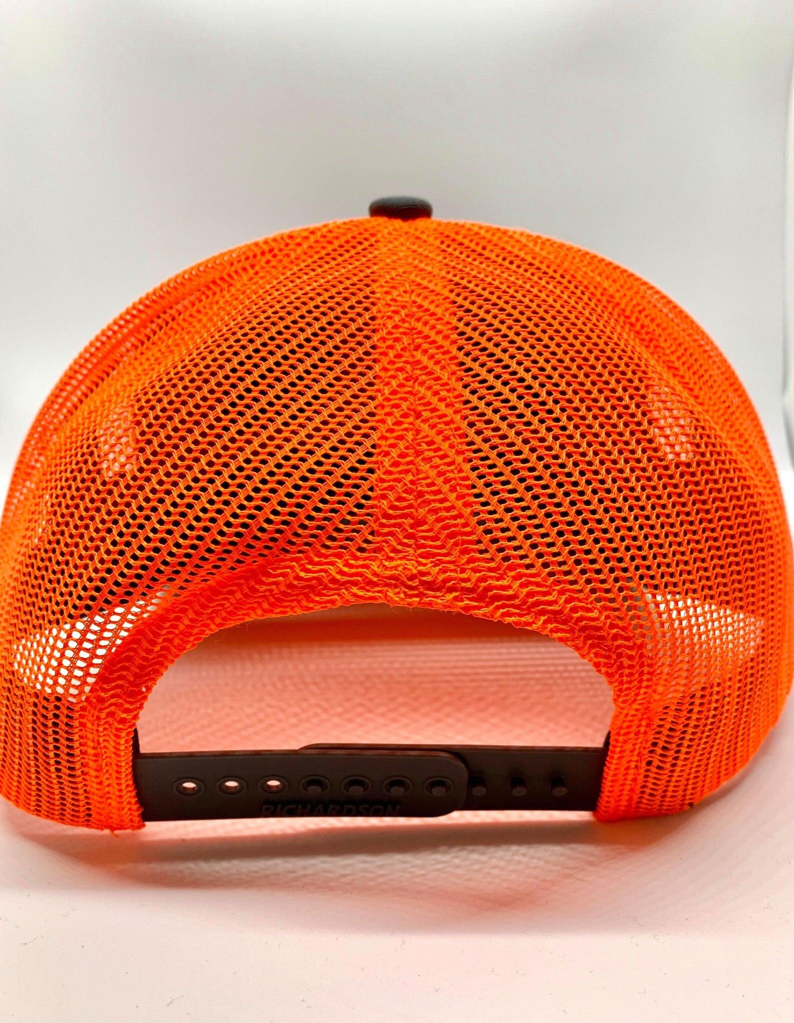 Raccoon or Beaver Charcoal and Neon Orange Mesh Conibear Trapping Snap Back Adjustable Richardson Hat