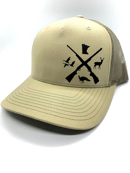 Any State Waterfowl/Buck/Turkey Hunting Richardson SnapBack Adjustable Hat in Pale Khaki/Loden
