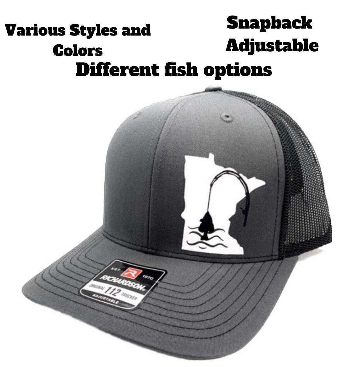 ANY STATE Summer Fishing Snapback Adjustable Hat in Multiple Color Options/Flexfit/Richardson