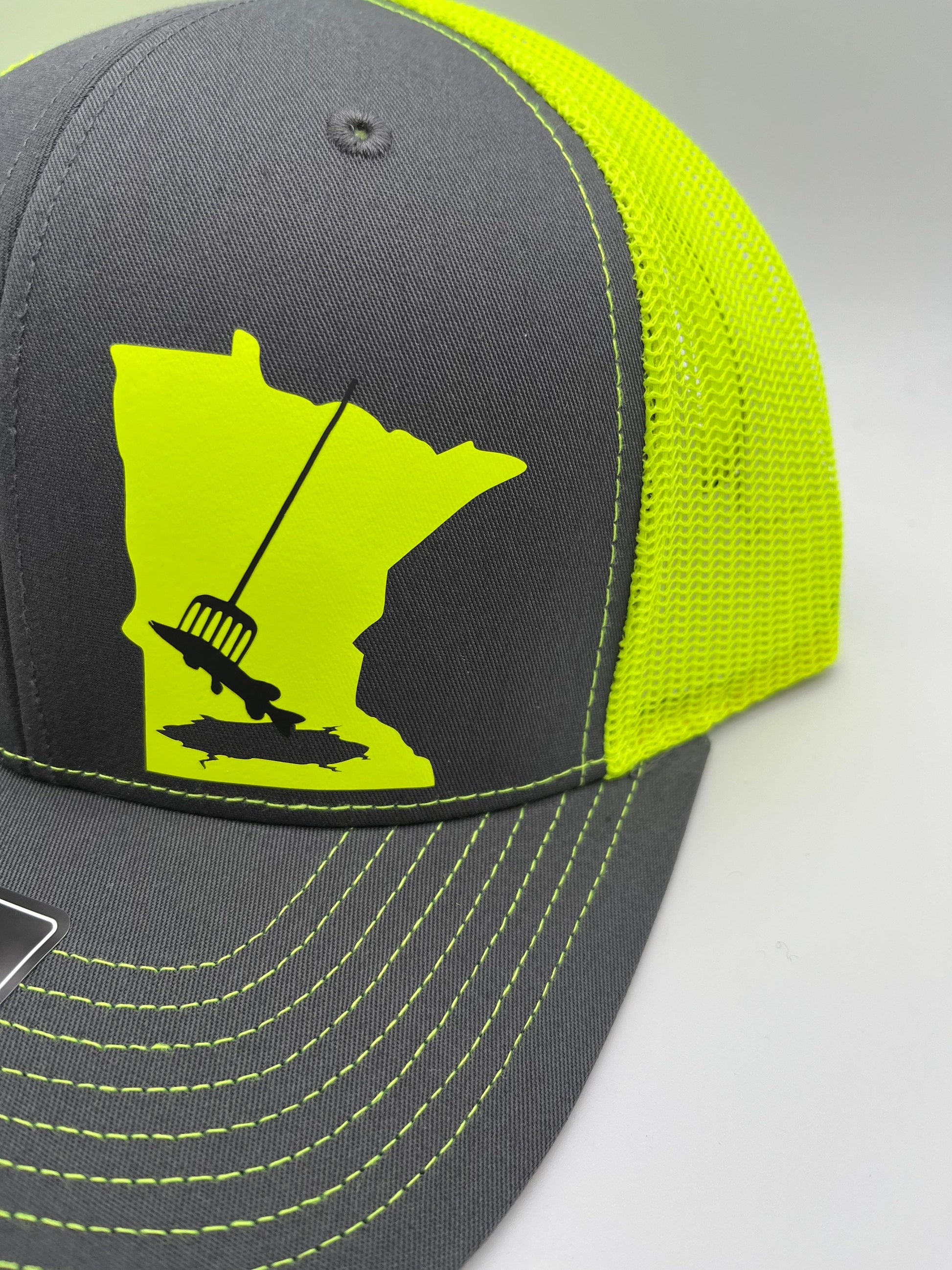 Any State Ice Spear Fishing Adjustable Hat in Multiple Neon Color Options