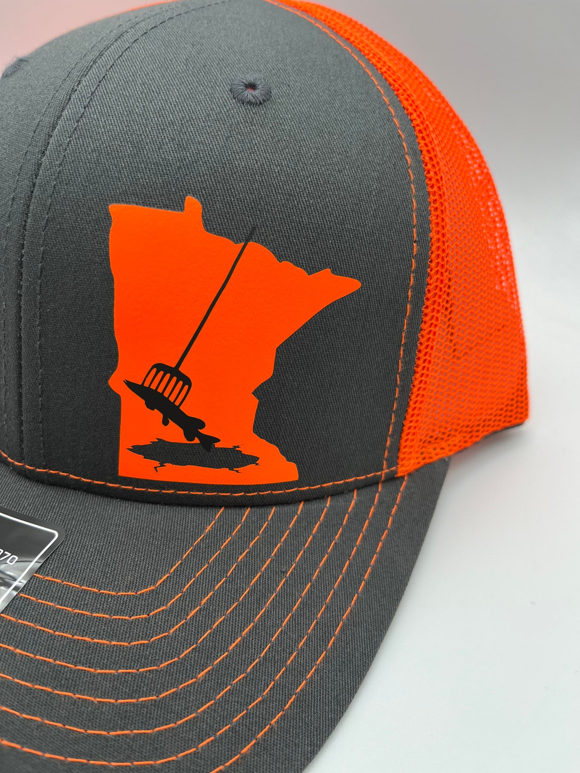 Any State Ice Spear Fishing Adjustable Hat in Multiple Neon Color Options