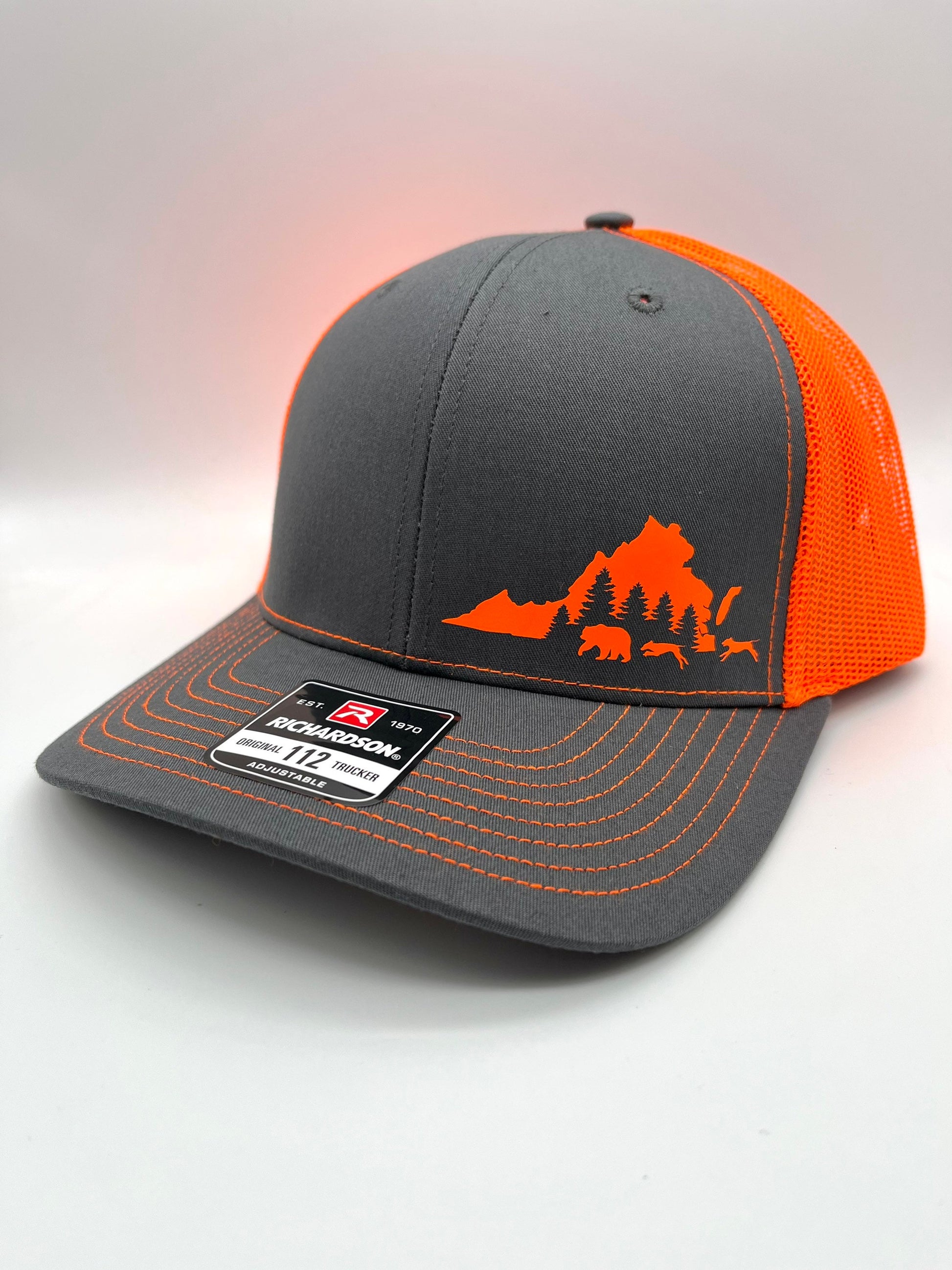 ANY STATE Bear Hunting With Hounds Charcoal/Neon (Multiple Colors) Snap back Hat