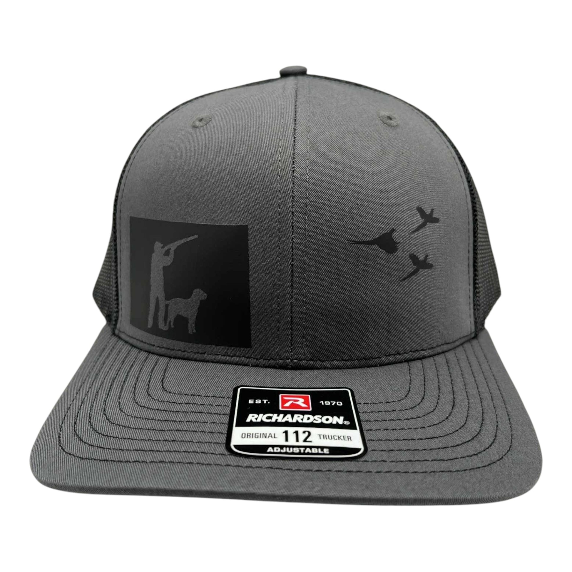 Wyoming pheasant hunting hat with lab on Richardson charcoal and black 