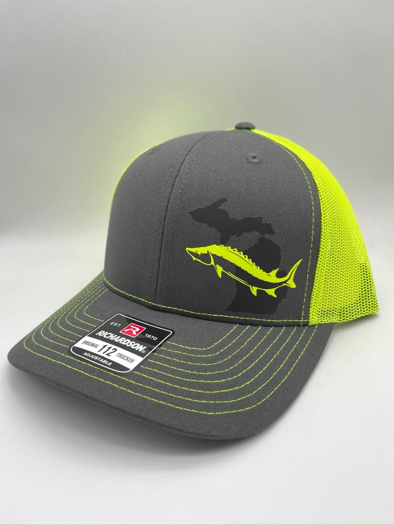 Sturgeon Fishing Snapback Hat – Custom State | Adjustable Trucker Cap | Multiple Color Options