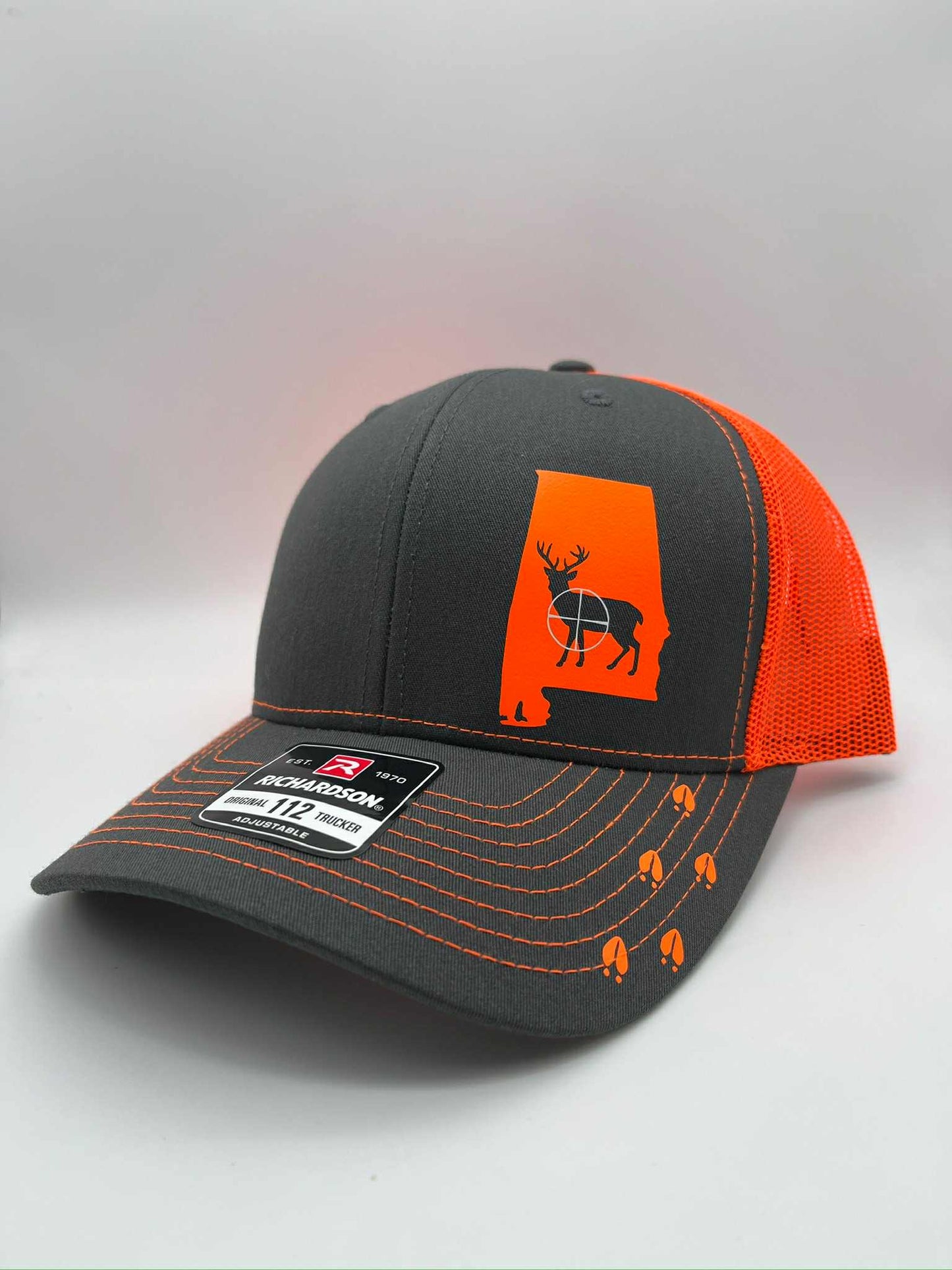 Custom Deer Hunting Hat – Any State Whitetail Buck Snapback Hat – Blaze Orange Hunting Cap – Richardson 112 Trucker