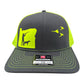 Oregon pheasant hunting hat with german shorthair on charcoal and neon yellow hat