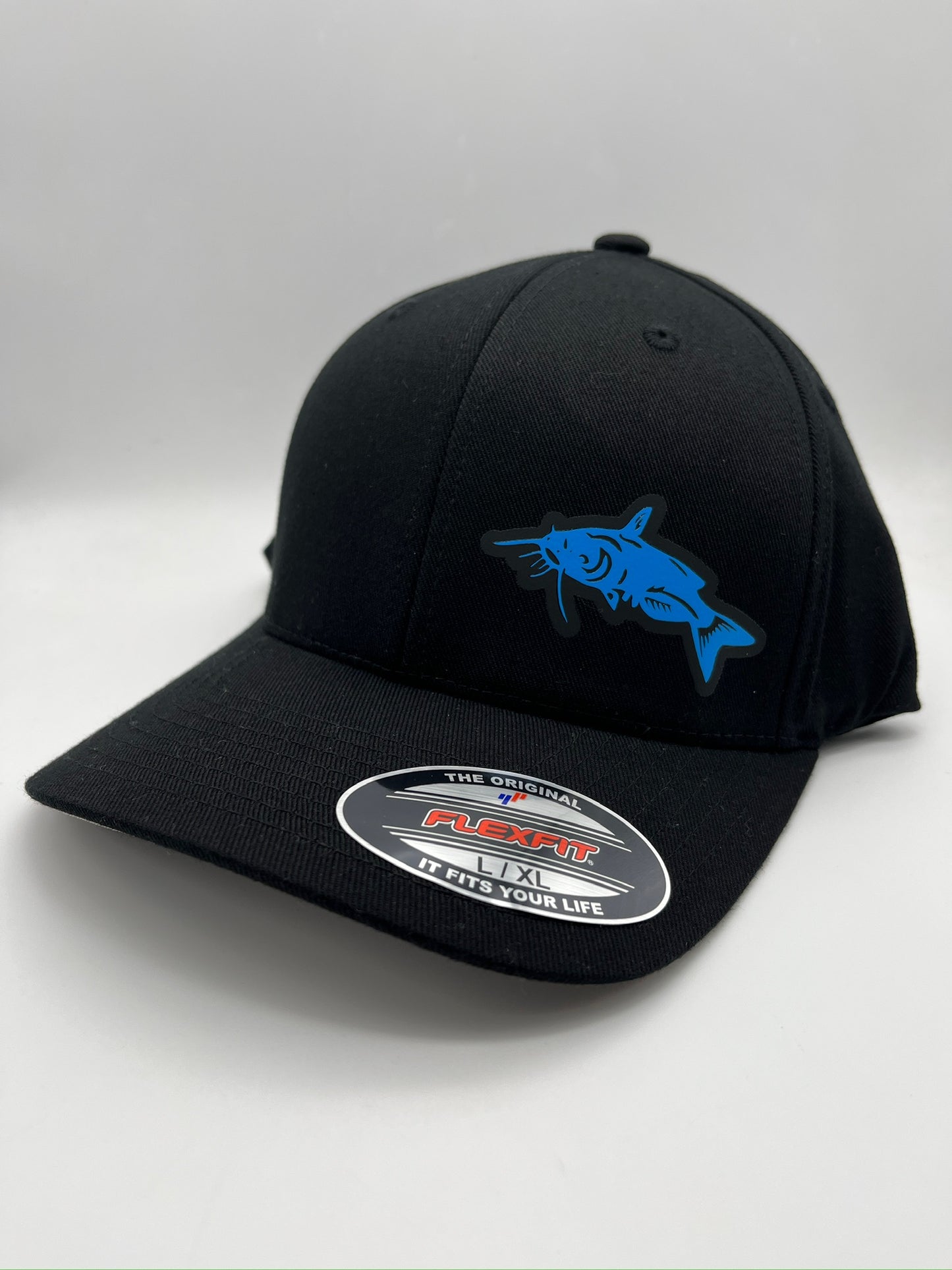 Catfish Fishing Black Flexfit Fitted Hat in Multiple sizes