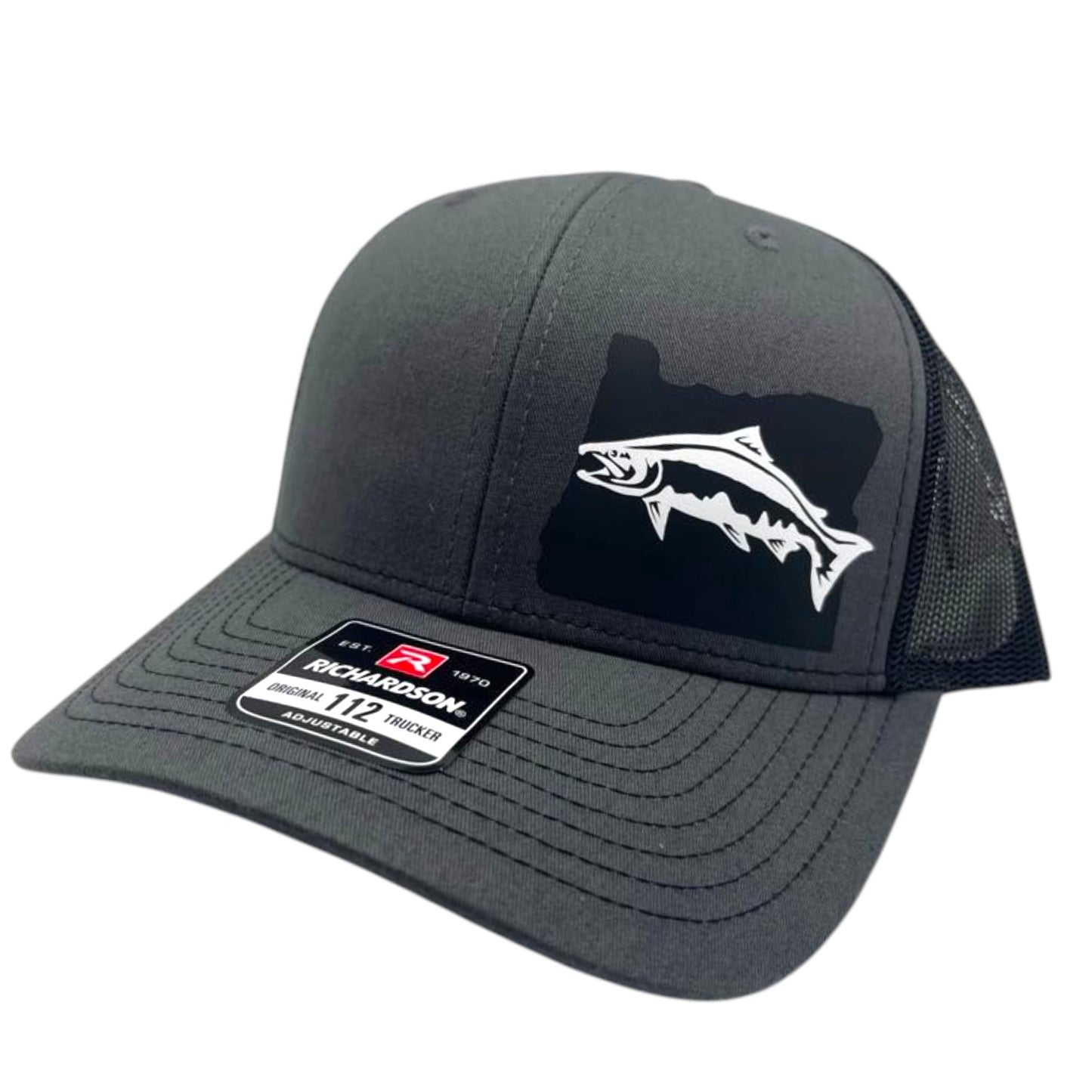 Salmon Fishing Hat – Custom State Snapback Trucker Cap – Adjustable Richardson 112 / Flexfit 110 Fishing Hat