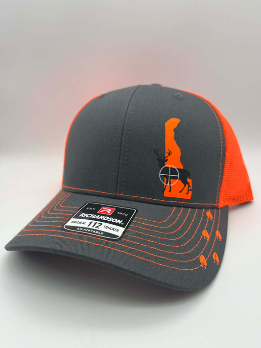 Any State Deer Hunting Firearm Snap Back Adjustable Hat in Multiple Hat Color Options