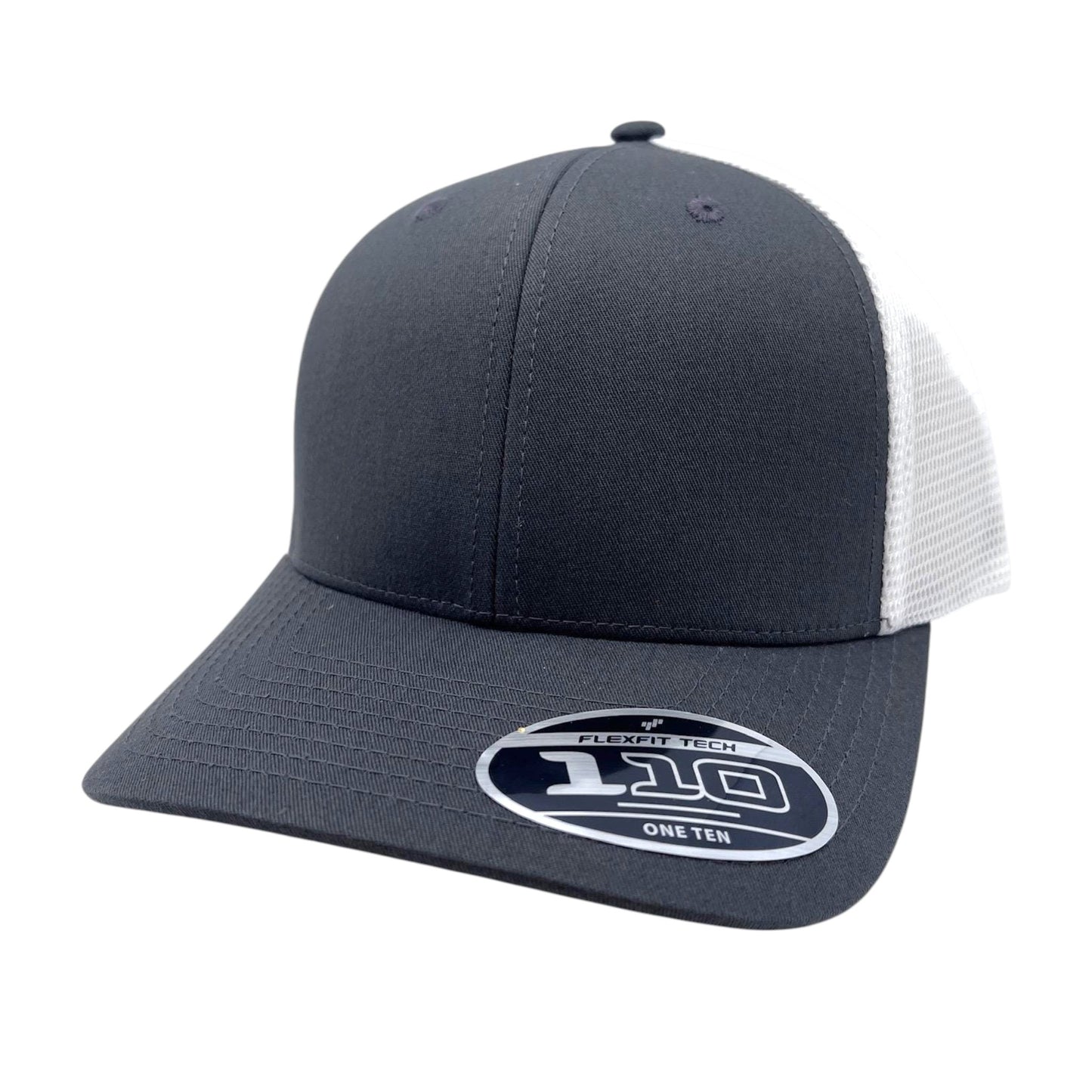 Charcoal and white Flexfit 110 adjustable hat