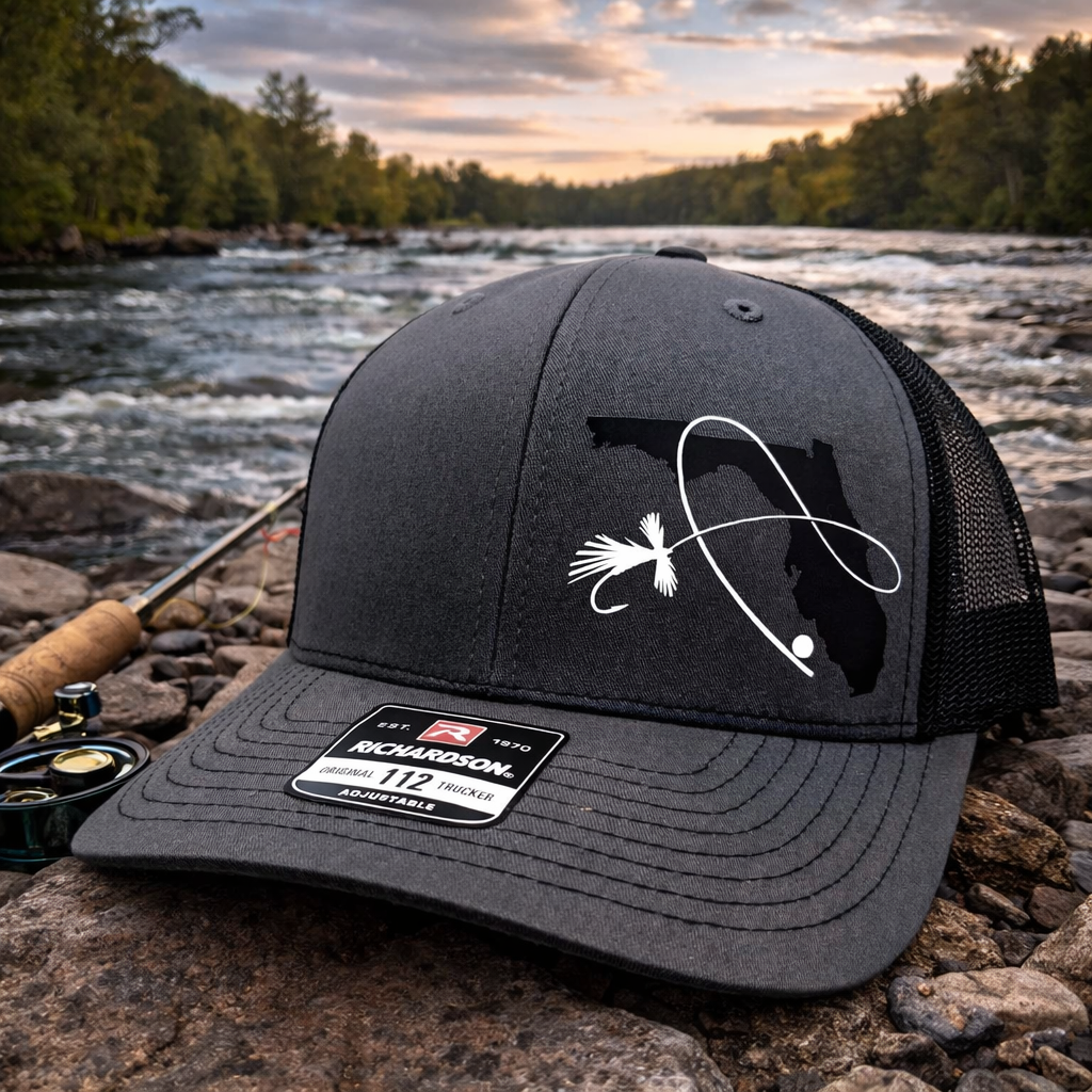 Custom Fly Fishing Hat – Snapback Trucker Cap | Any State Fishing Hat | Multiple Hat Colors