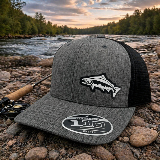 Salmon Fishing Hat – Custom State Snapback Trucker Cap – Adjustable Richardson 112 / Flexfit 110 Fishing Hat