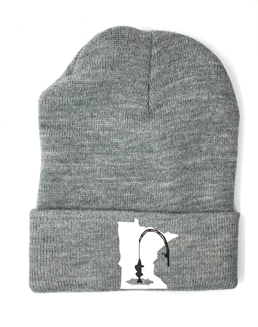 Minnesota ICE FISHING Medium Gray Knit Winter Hat