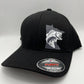Large Mouth Bass Black Fitted All Cloth Hat in Three Sizes