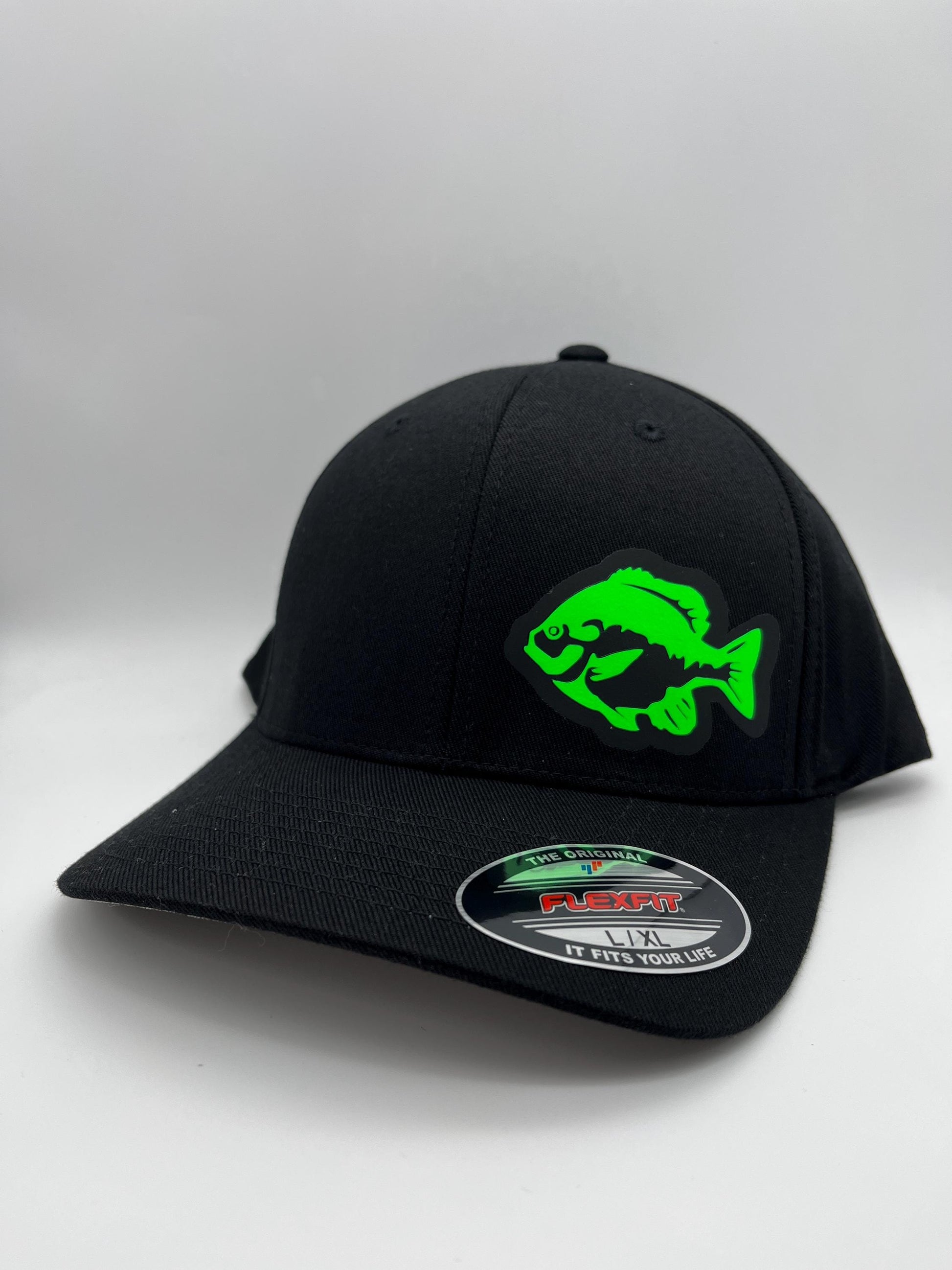 Bluegill Fishing Black Flexfit Fitted Hat in Multiple sizes | Sunfish | Panfish