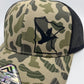Duck Flying Through State SnapBack Adjustable Hat | Mesh Back | Old School Duck Camo |