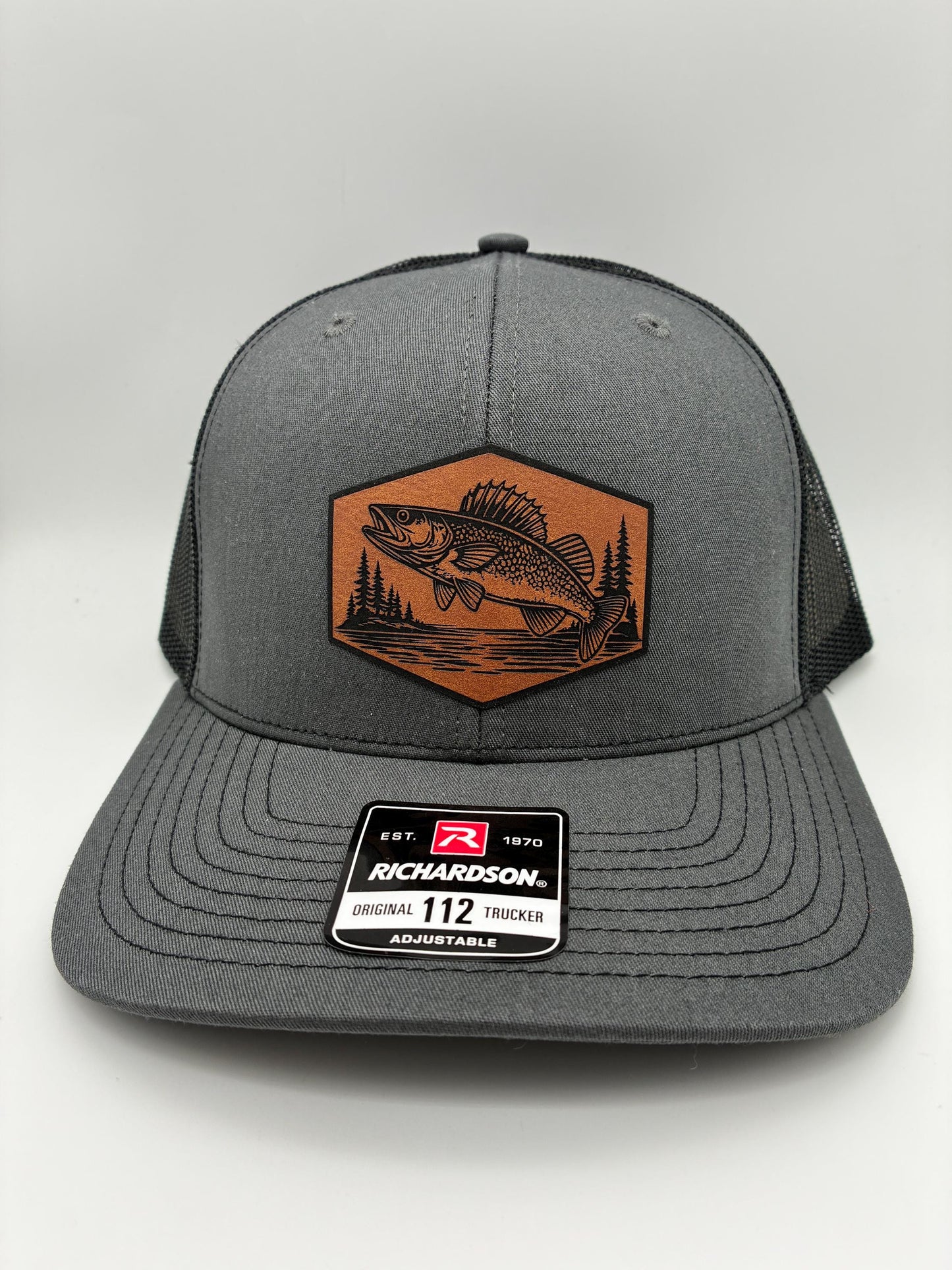 Walleye Fishing Hat with Engraved Patch | Richardson 112 & Flexfit 110 Snapback Hat