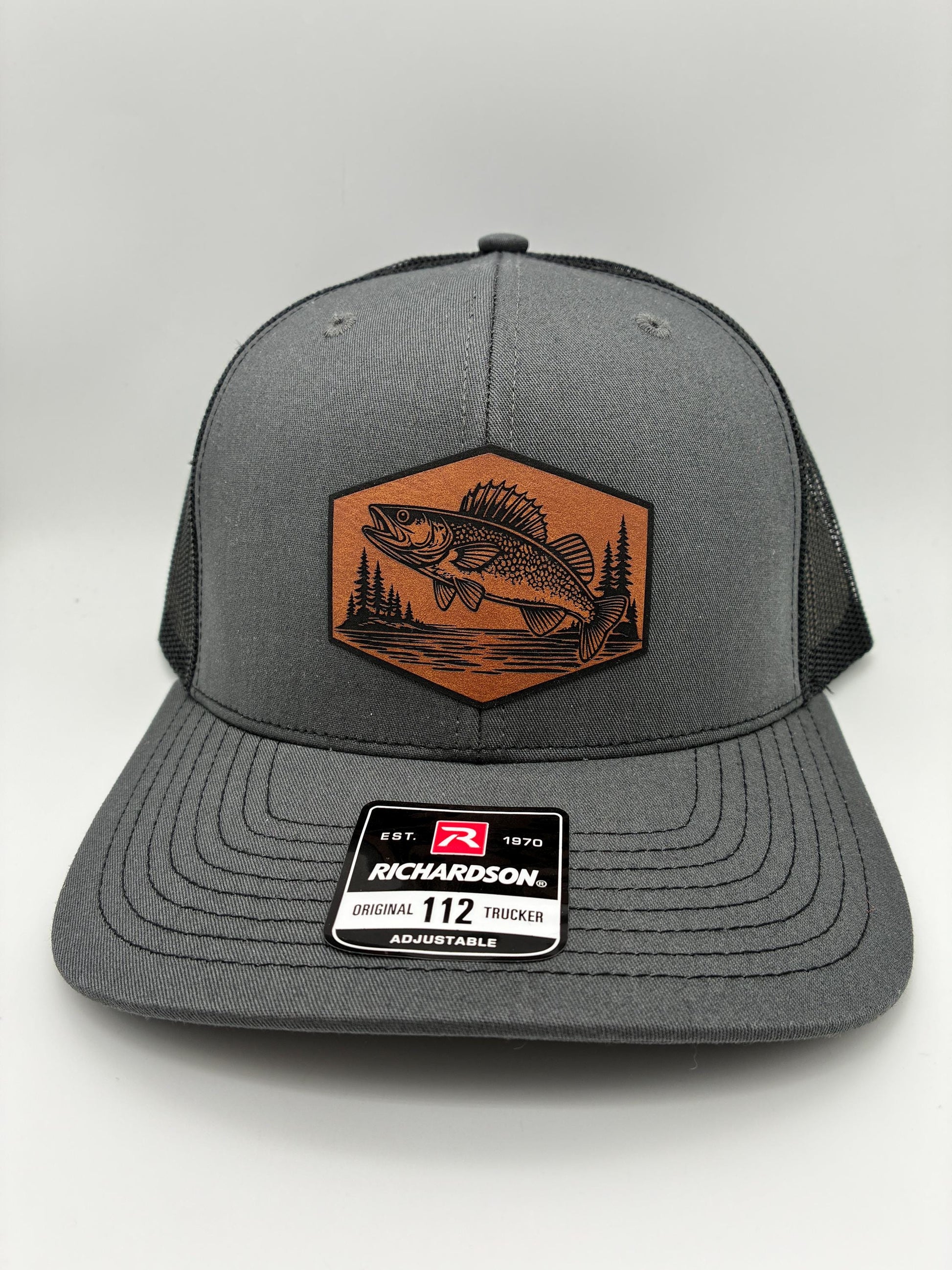 Walleye Fishing Hat with Engraved Patch | Richardson 112 & Flexfit 110 Snapback Hat