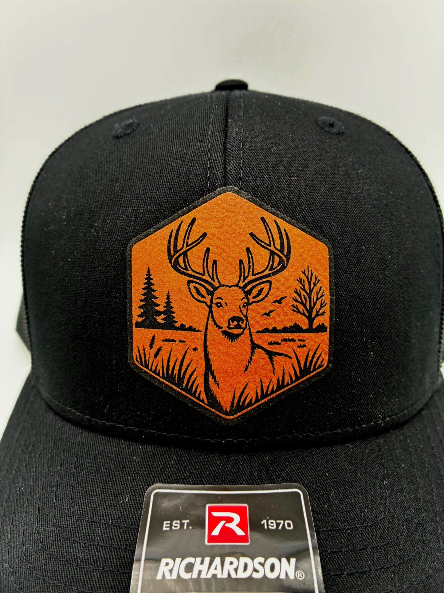 Buck Deer Hunting Hat with Engraved Patch | Richardson 112 & Flexfit 110 Snapback Hat | Deer Hunter Gift | Whitetail Trucker Hat