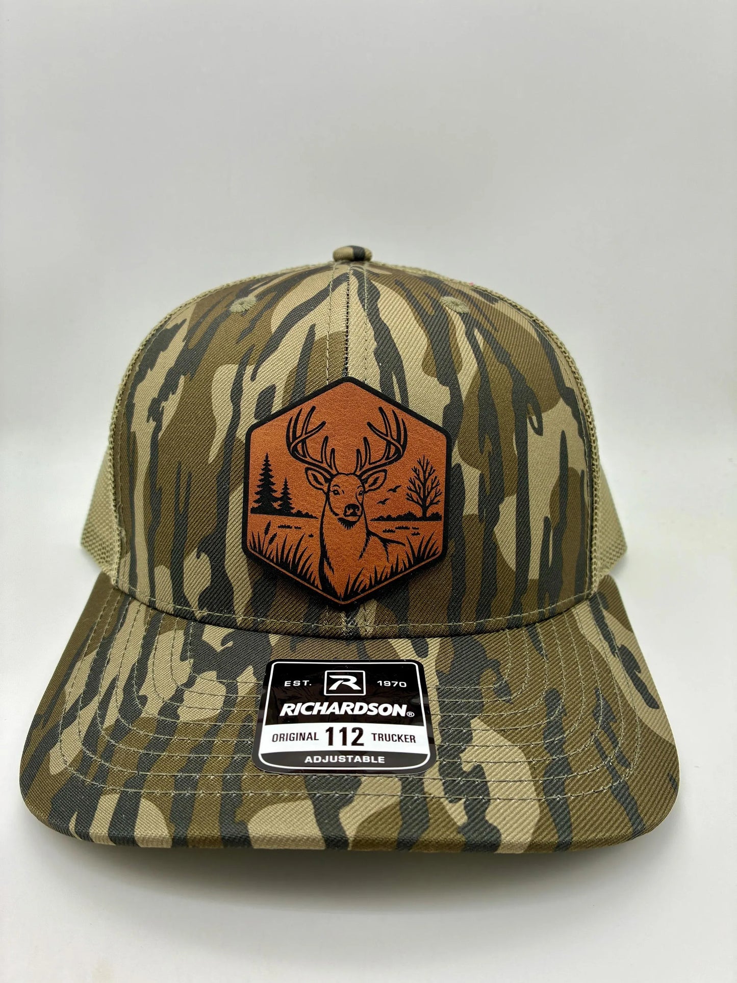 Buck Deer Hunting Hat with Engraved Patch | Richardson 112 & Flexfit 110 Snapback Hat | Deer Hunter Gift | Whitetail Trucker Hat
