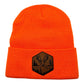Deer Patch Winter Knit Blaze Orange Cuffed Hat
