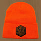 Deer Patch Winter Knit Blaze Orange Cuffed Hat