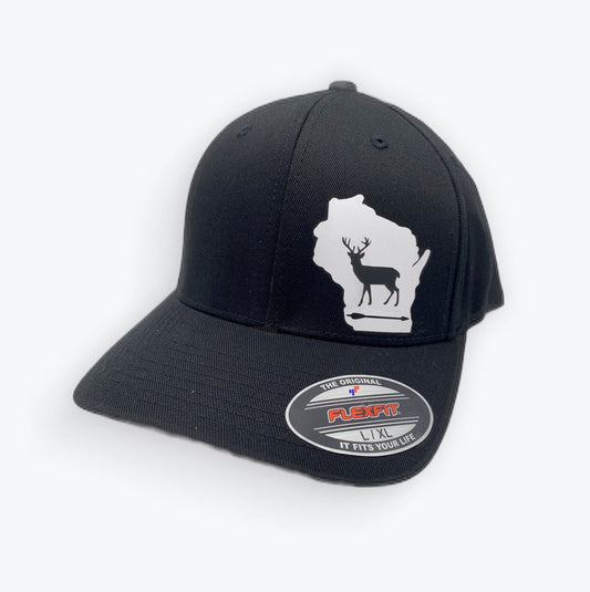 Any State Deer Bowhunting Flexfit Fitted Black Hat