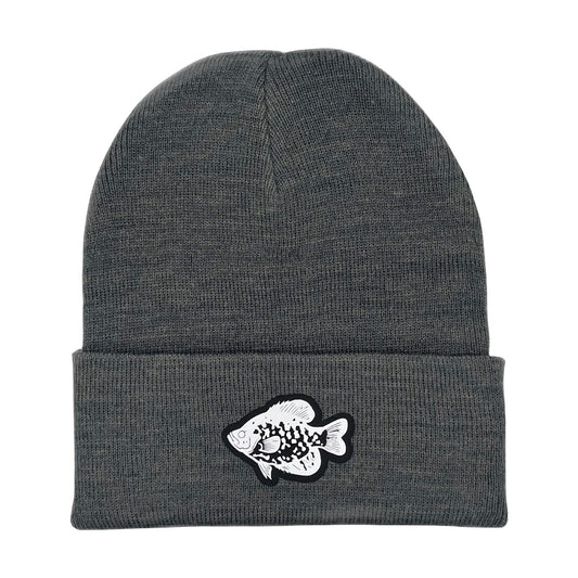 Crappie Dark Gray Winter Knit Hat | Fish | Ice Fishing | Beanie |