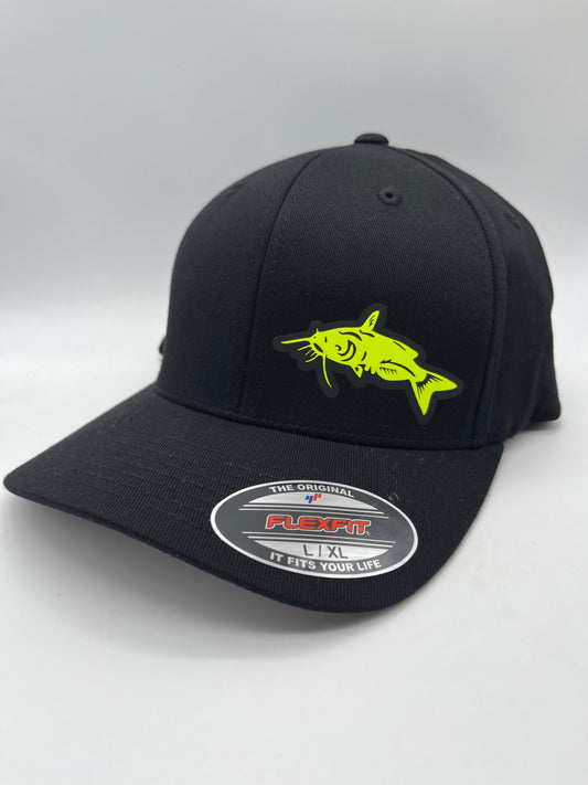 Catfish Fishing Black Flexfit Fitted Hat in Multiple sizes