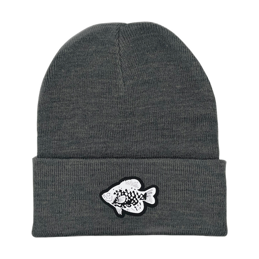 Crappie Dark Gray Winter Cuffed Knit Hat | Fish | Fishing | Beanie |